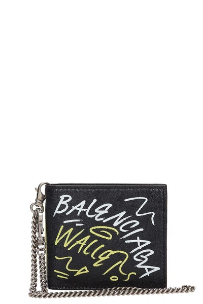 Shop Balenciaga Black Leather Graffiti Wallet