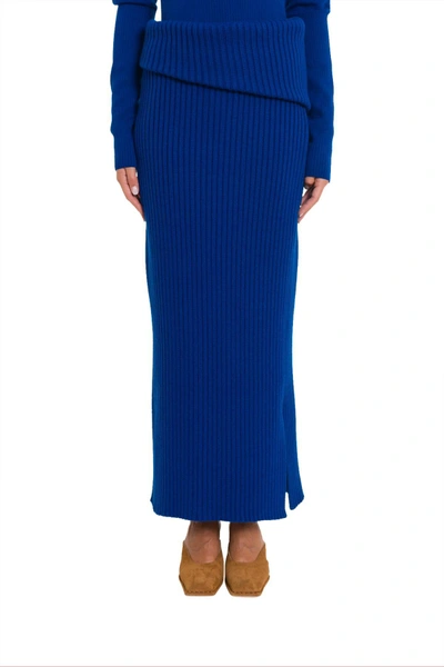 Shop Jacquemus Longuette Knit Skirt In Blu