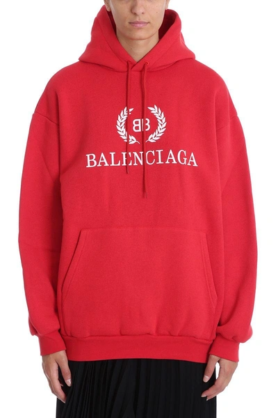 Balenciaga Oversize Bb Mode Hoodie Sweatshirt In Red | ModeSens