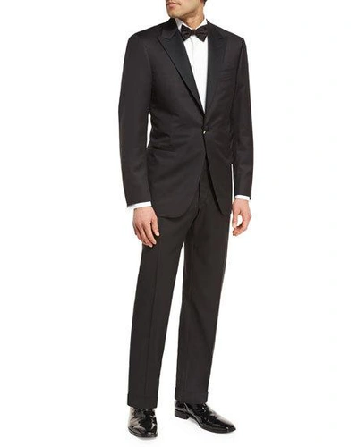Shop Canali Wool Two-piece Tuxedo Suit In Black