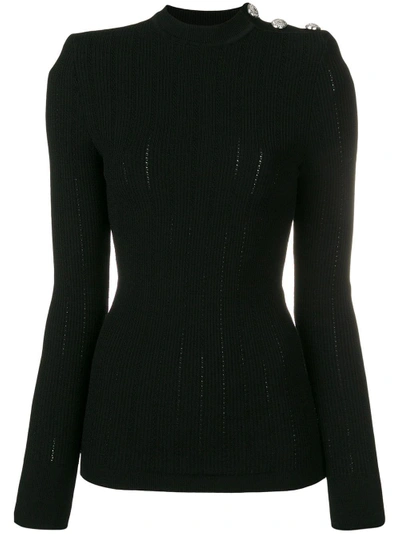 Shop Balmain Embellished Sweater In Black