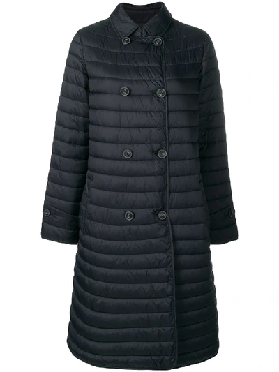 Shop Emporio Armani Padded Long Coat - Blue