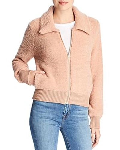 Shop Marled X Olivia Culpo Textured Knit Bomber Jacket In Camel