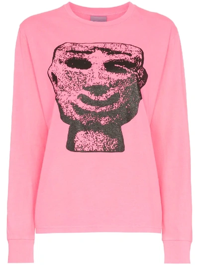 Shop Ashley Williams Stone Head Graphic Cotton T-shirt - Pink