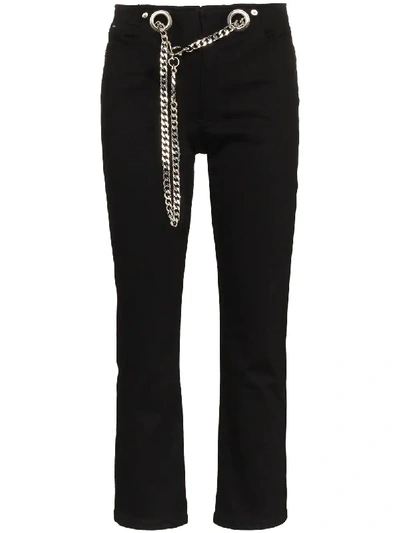 Shop Miaou Tommy Belted Cotton Trousers - Black