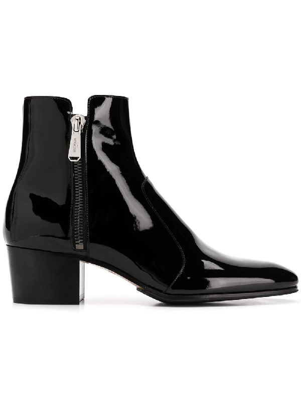 Balmain 55mm Zip Patent Leather Ankle Boots In Black | ModeSens