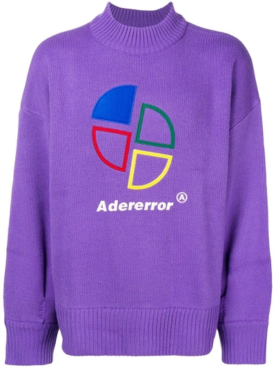 Shop Ader Error Logo Embroidered Sweater In Purple