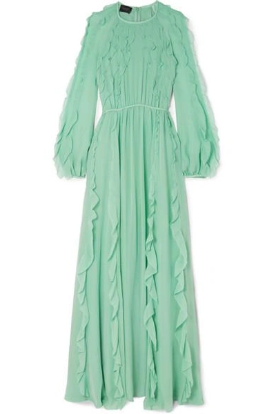 Shop Giambattista Valli Ruffled Silk-georgette Maxi Dress In Teal