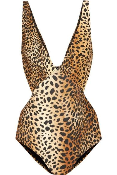 Shop Melissa Odabash Del Mar Cutout Leopard-print Swimsuit