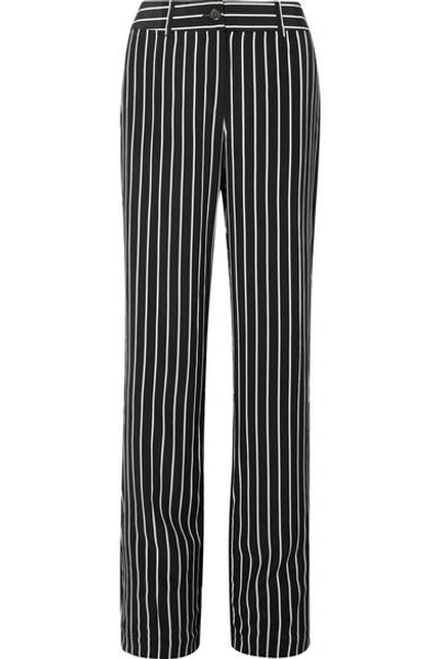 Shop Equipment Lita Striped Washed-silk Wide-leg Pants In Black