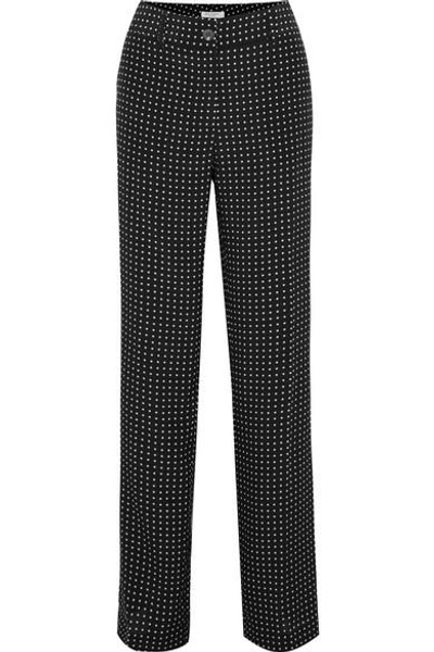 Shop Equipment Lita Polka-dot Silk-twill Wide-leg Pants In Black