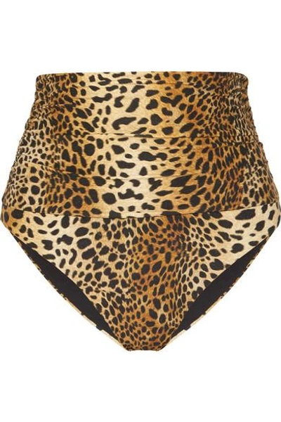 Shop Melissa Odabash Lyon Leopard-print Bikini Briefs In Tan