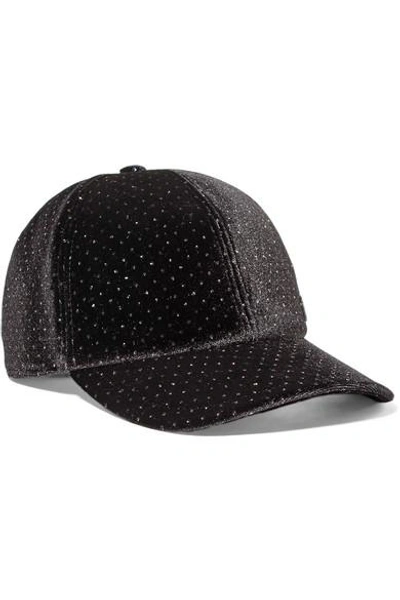 Shop Maison Michel Tiger Bow Crystal-embellished Velvet Cap In Black