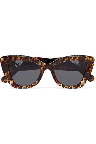 Shop Fendi Cat-eye Printed Tortoiseshell Acetate Sunglasses In Brown