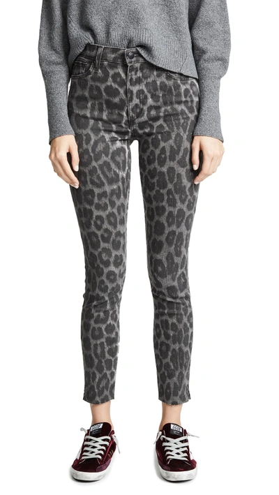 Shop Joe's Jeans Charlie Ankle Skinny Jeans With Raw Slit Hems In Grey Leopard