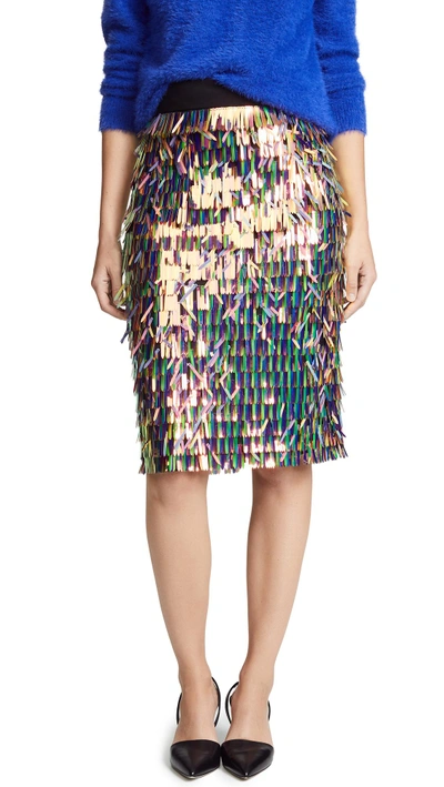 Shop Milly Matchstick Pencil Skirt In Multi