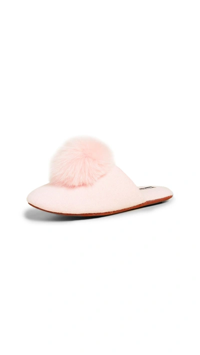 Shop Minnie Rose Cashmere Pom Pom Slippers In Blush Pink