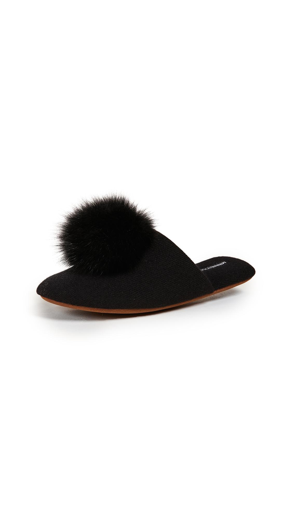 black pom pom slippers