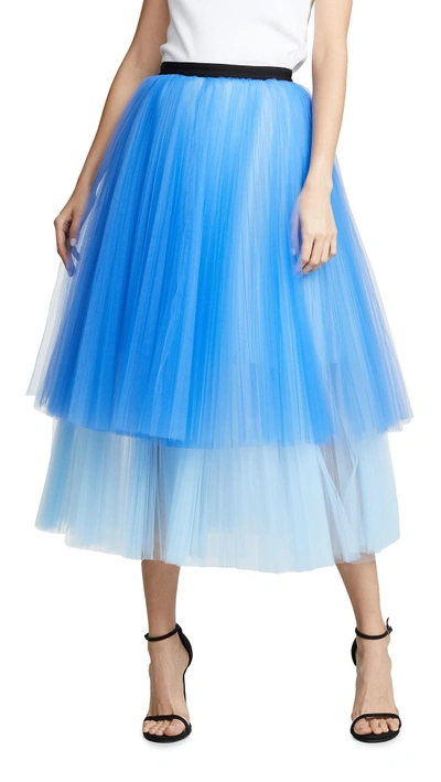 Shop Novis Fay Pleated Evening Skirt In Royal/powder Blue