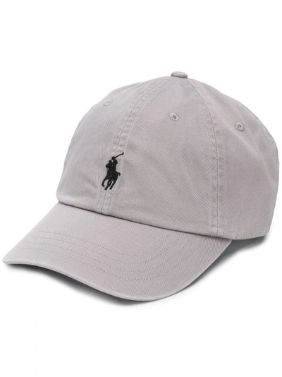 Shop Ralph Lauren Logo Embroidered Baseball Cap In Grey