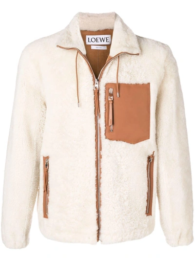 Shop Loewe Short Fur Coat In White