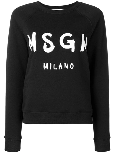 Shop Msgm Logo Printed Sweatshirt - Black