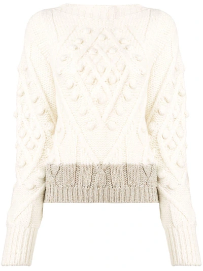 Shop Moncler Two-tone Bobble Sweater - White