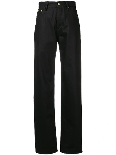 Shop Eytys High Rise Straight Trousers In Black