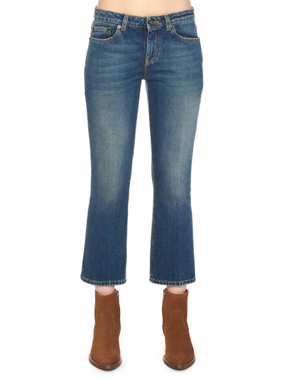 Shop Saint Laurent Bootcut Cropped Jeans In Basic
