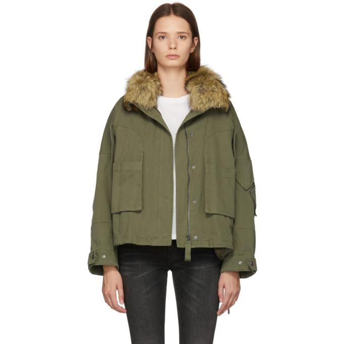 Yves Salomon - Army Green Cotton Fur-lined Down Parka In B0089 Hgr/n |  ModeSens