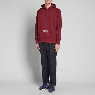 Shop Adsum Washed Collegiate Popover Hoody In Burgundy