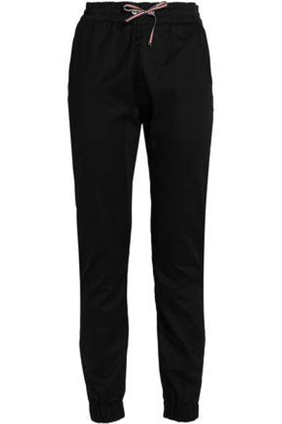 Shop Moncler Woman Cotton-twill Track Pants Black