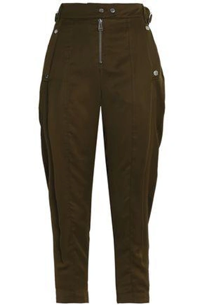 Shop Belstaff Woman Crepe Tapered Pants Army Green