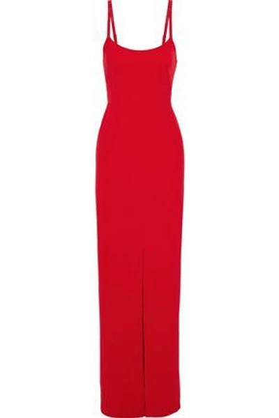 Shop Jenny Packham Front-split Crepe Gown In Red
