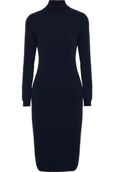 Shop Autumn Cashmere Woman Cutout Stretch-knit Dress Midnight Blue