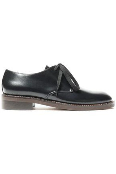 Shop Marni Glossed-leather Brogues In Black