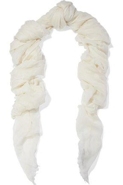 Shop Rick Owens Woman Cashmere And Silk-blend Scarf Ivory