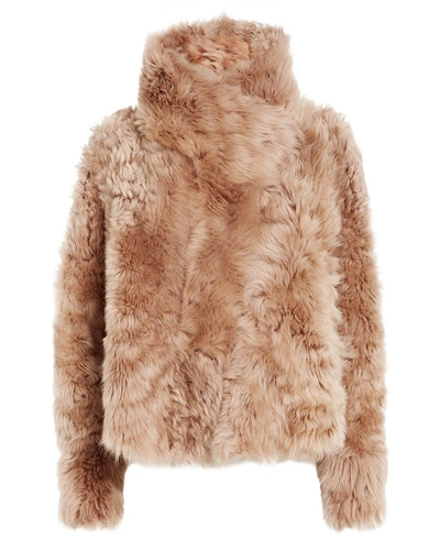 Shop Yves Salomon Reversible Shearling Jacket In Blush