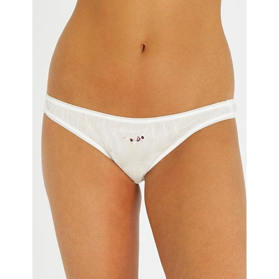 Shop Stella Mccartney Knickers Of The Week Pack Of Seven Cotton And Silk-blend Briefs In Ivory