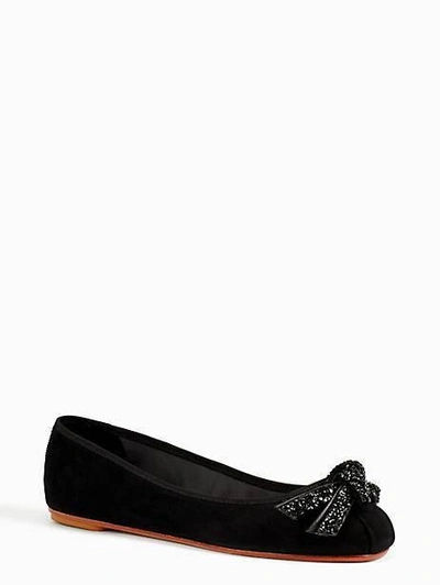 Shop Kate Spade Freya Flats In Black Satin