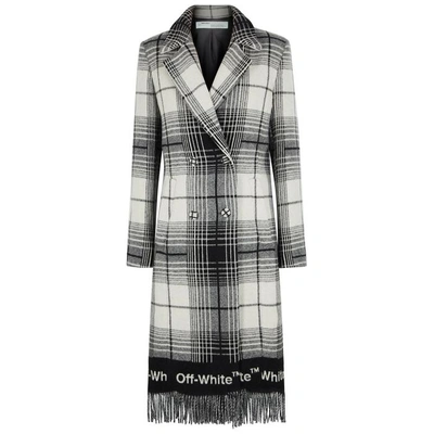 Shop Off-white Monochrome Checked Wool-blend Coat