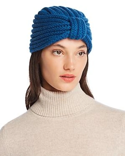 Shop Rosie Sugden Knit Cashmere Turban Hat In Calder Blue