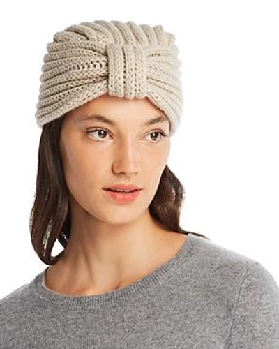 Shop Rosie Sugden Knit Cashmere Turban Hat In Beige