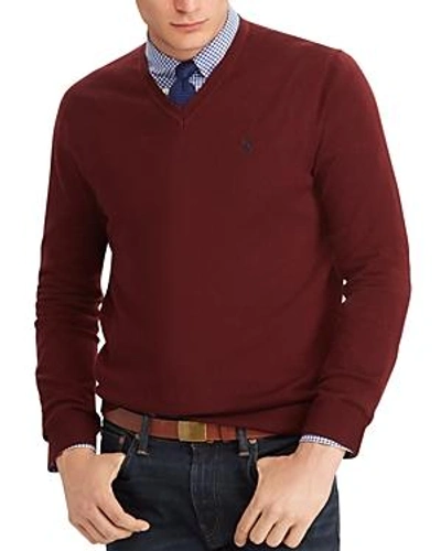 Shop Polo Ralph Lauren Merino Wool V-neck Sweater In Red