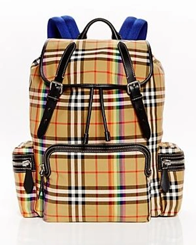 Shop Burberry Rainbow Vintage Check Backpack In Antique Yellow
