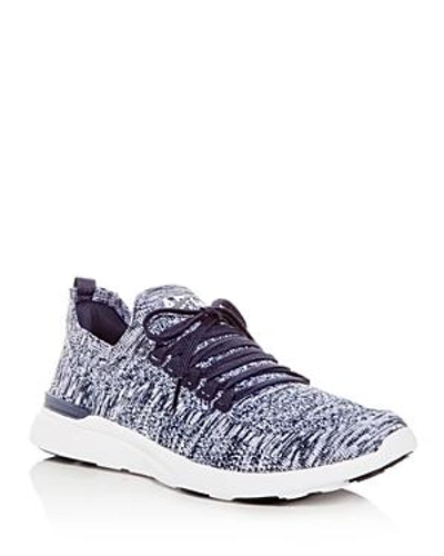 Shop Apl Athletic Propulsion Labs Women's Techloom Breeze Knit Lace-up Sneakers In Navy/white Melange