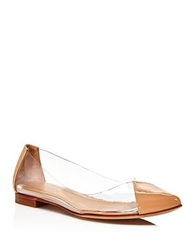 Schutz Women's Clearly Pointed Toe See-through Flats In Beige/transparent |  ModeSens