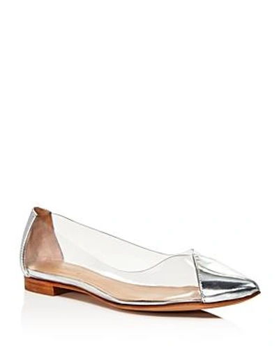 Shop Schutz Women's Clearly Pointed Toe See-through Flats In Gray/transparent