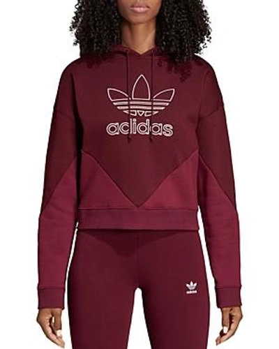 Shop Adidas Originals Clrdo Cropped Hooded Fleece Sweatshirt In Maroon