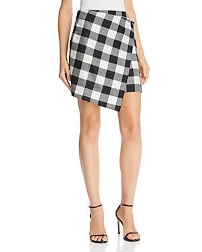 Shop Milly Plaid Wrap Skirt In White/black